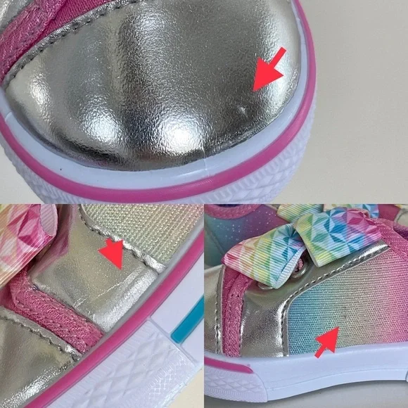 Laura Ashley Toddler Baby Girl Pink Sparkly Rainbow Slip-on Sneaker size 5 - Picture 6 of 12